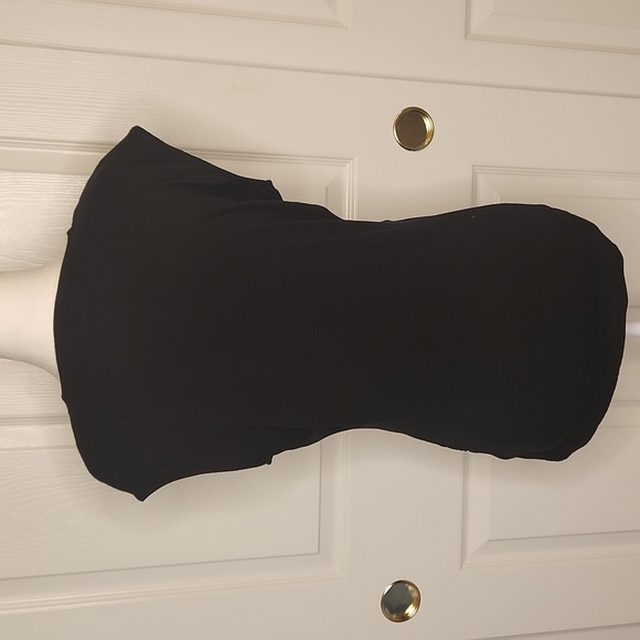 IMAN Women's Black Cap Sleeve Criss-Cross Wrap Neckline Top Size S - Picture 7 of 10